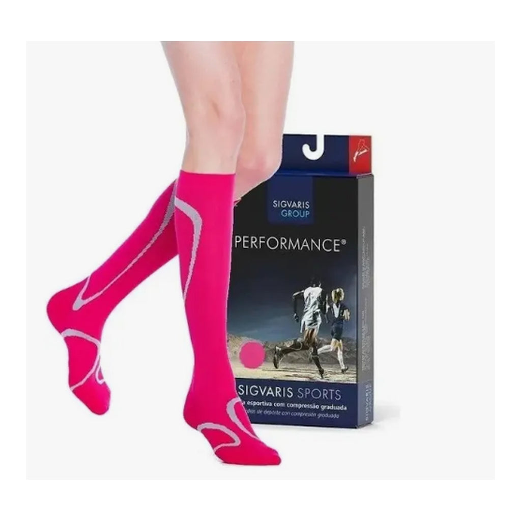 Meia Sigvaris Performance, 20-30 mmHg, 3/4, Rosa