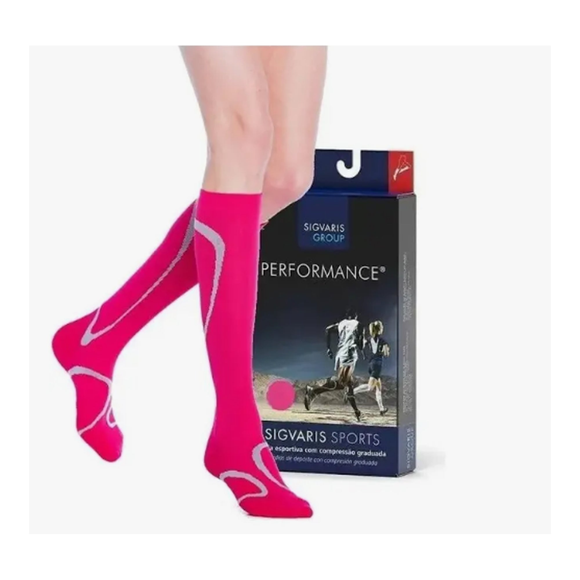 Meia Sigvaris Performance, 20-30 mmHg, 3/4, Rosa