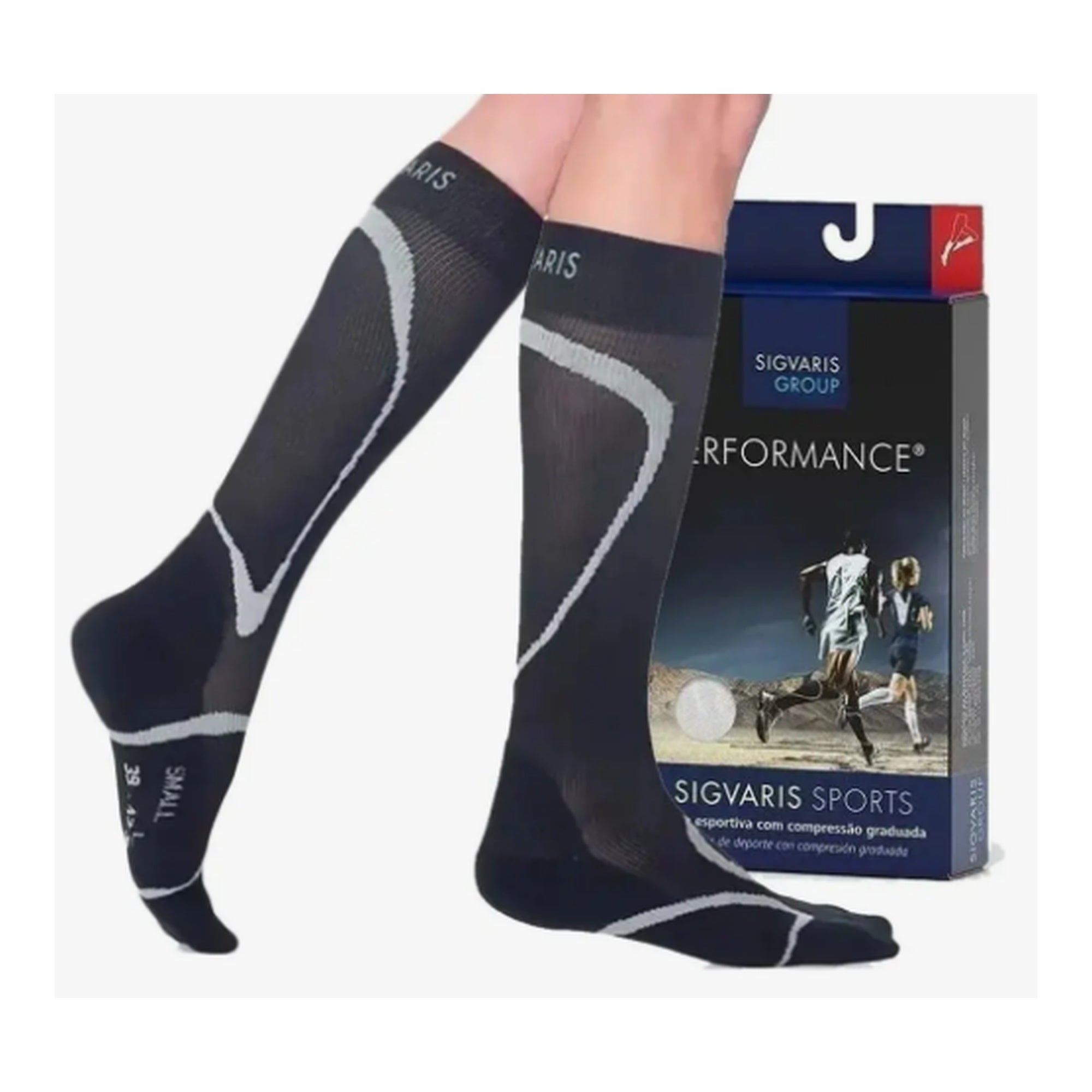 Meia Sigvaris Performance, 20-30 mmHg, Cor: Preto