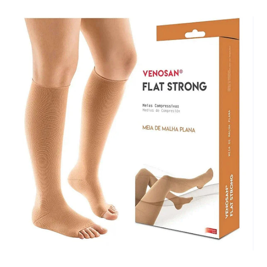 Meia Venosan Flat Strong, 30-40 mmHg, Malha Plana, 3/4 Panturrilha